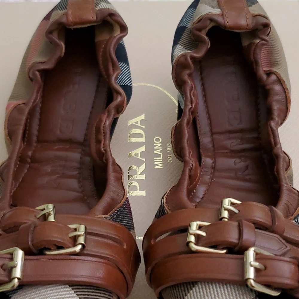 Burberry ballet flat shoes nova check plaid  buckled Leather 36 6 - Picture 4 of 9